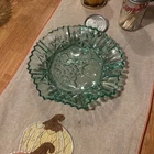 Vintage Federal Glass Pioneer Green Carnival Glass Fruit Bowl 11"