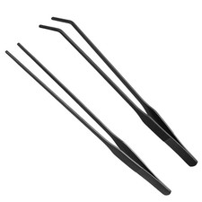 Wenplus 2PCS Aquarium Tweezers Stainless Steel Straight and 10.6"/Black