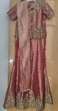 Beautiful Lengha Dress Wedding Party Asian Short Sleeve Pink Gold Size 8