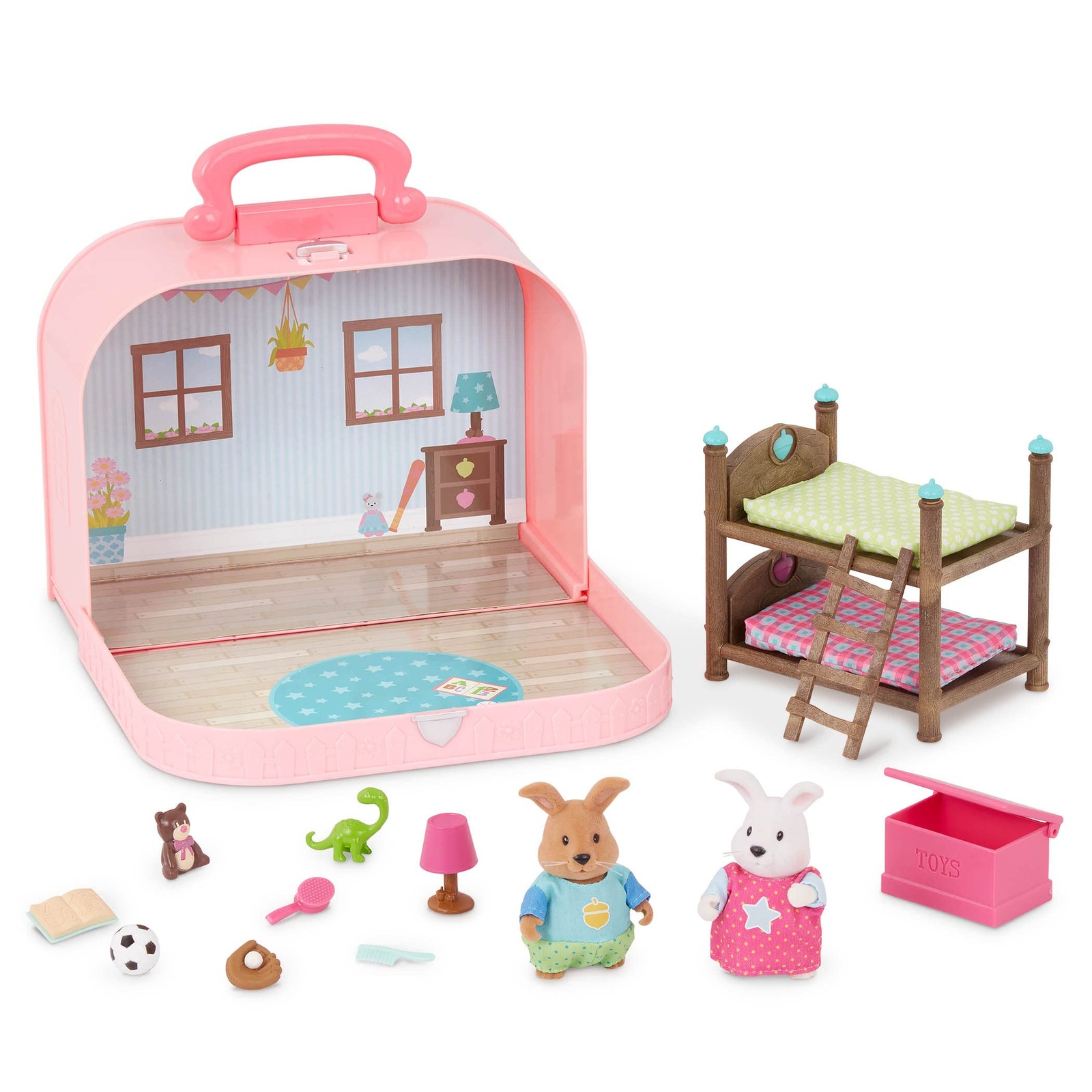 Li'l Woodzeez – Portable Dollhouse Playset with 2 Posable Medium, Multicolor