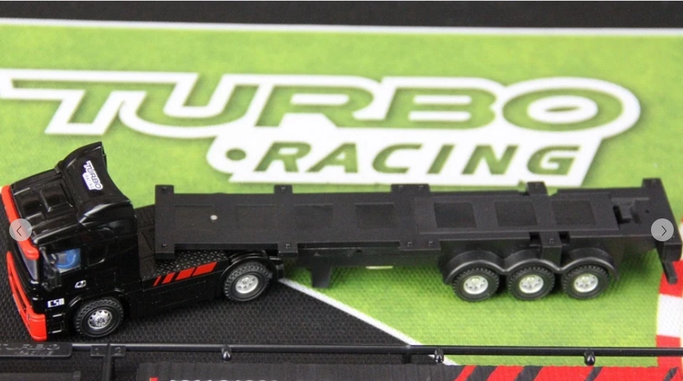 Turbo Racing Black 1/76 Scale Semi Truck with Trailer - RTR USA - Image 3 of 4