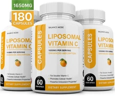 Liposomal Vitamin C 1650mg - 180 Capsules - High Absorption Supplements USA MADE