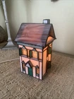 VINTAGE STAINED GLASS TIFFANY STYLE 2-STORY HOUSE NIGHT / TABLE LAMP