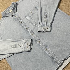 Wrangler Shirt Mens XL Blue Rugged Wear Denim Long Sleeve Button Down