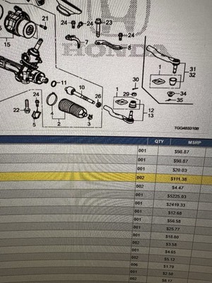 Brand New OEM Inner Tie Rod For 17-26 Civic Type R 20-22 CRV Hybrid 26 Prelude