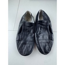 Black Leather Jazz Dance Shoes Split Sole Slip On Size 8