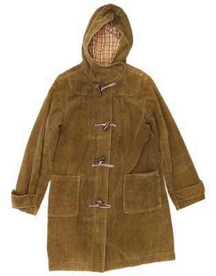 American Eagle Damen-Dufflecoat mit Kapuze Cord UK 14 Medium khaki Baumwolle CY08