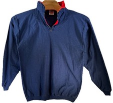 Vintage Oneita Men’s Size Large Navy Blue 1/4 Zip Pullover Made In USA