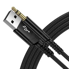 USB to 3.5mm TRS Audio Jack Adapter, Male AUX Stereo Black