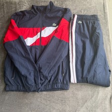 Mens Lacoste Navy Blue Track Suit Set Jacket Pants Logo 2 Piece Set Size XL