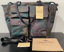 Patricia Nash Sorlana Peruvian Paint Travel Tote Coated Canvas Leather 19x13x7
