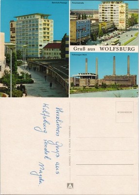 Wolfsburg Mehrbild-AK Porschestraße, VW-Werk, Bahnhofs-Passage 1970