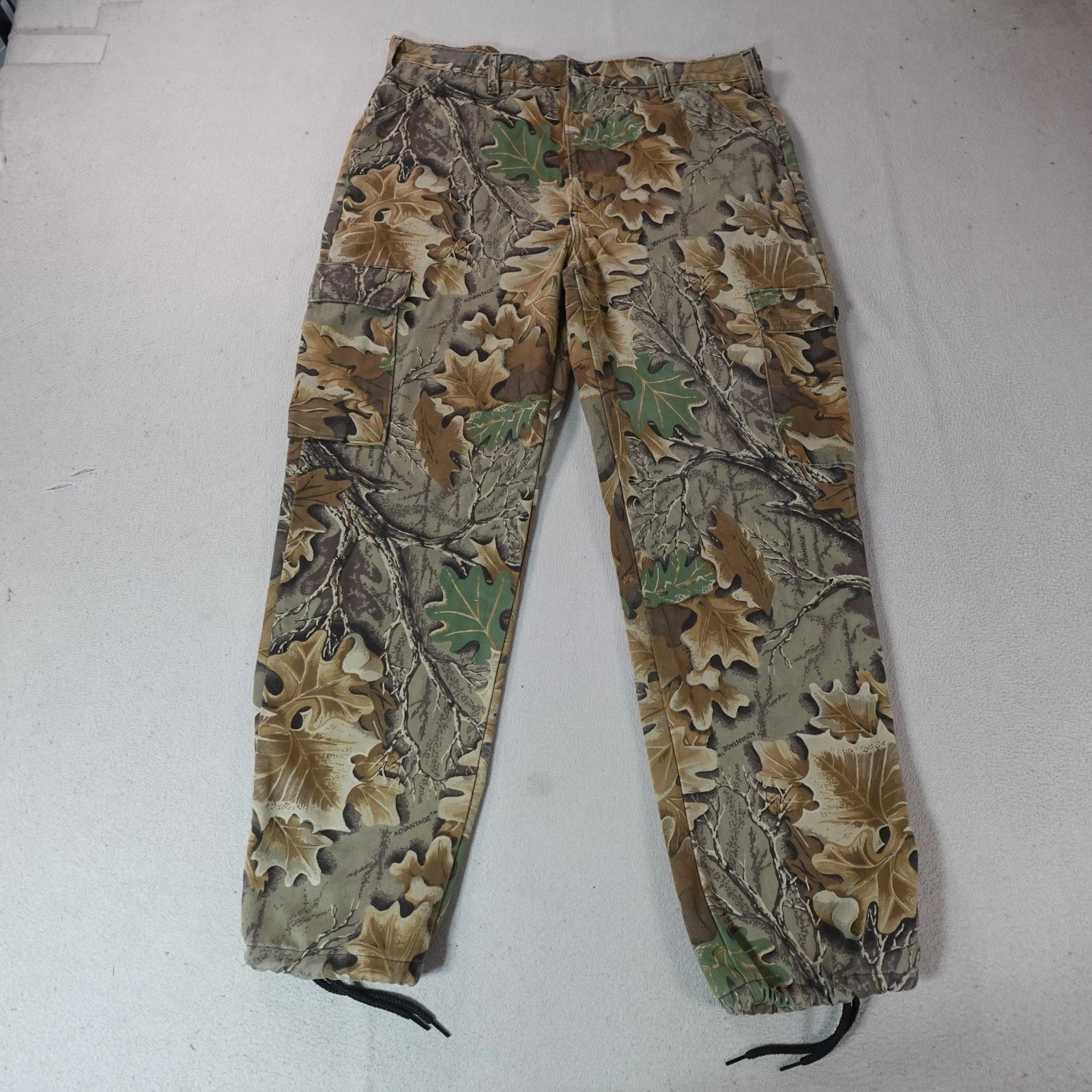 Liberty Camo Cargo Pants Mens 38x31 Brown Canvas Hunting Workwear Drawstring