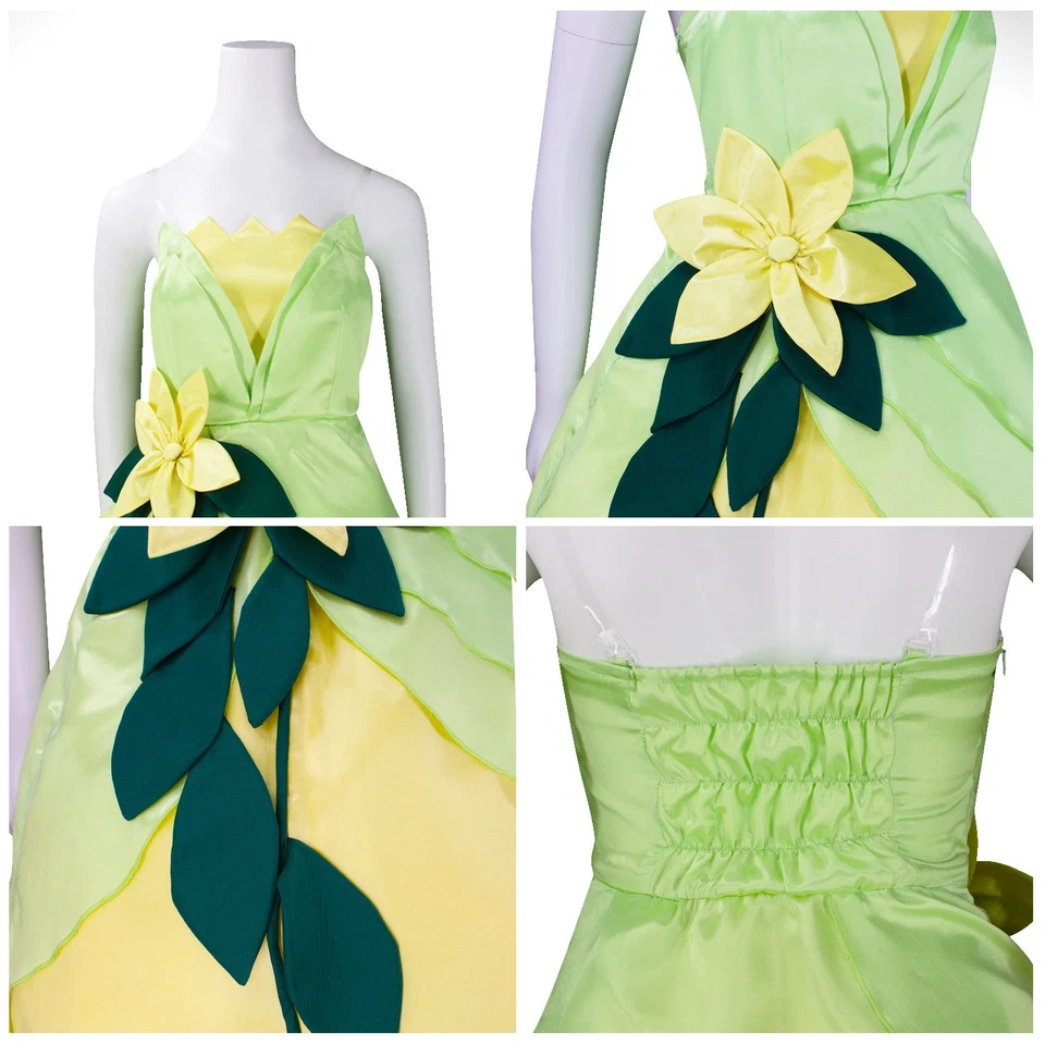 Cosplay La Princesa Tiana Faldas Vestido Halloween Carnaval Trajes Trajes Vestido Foto 4 de 4