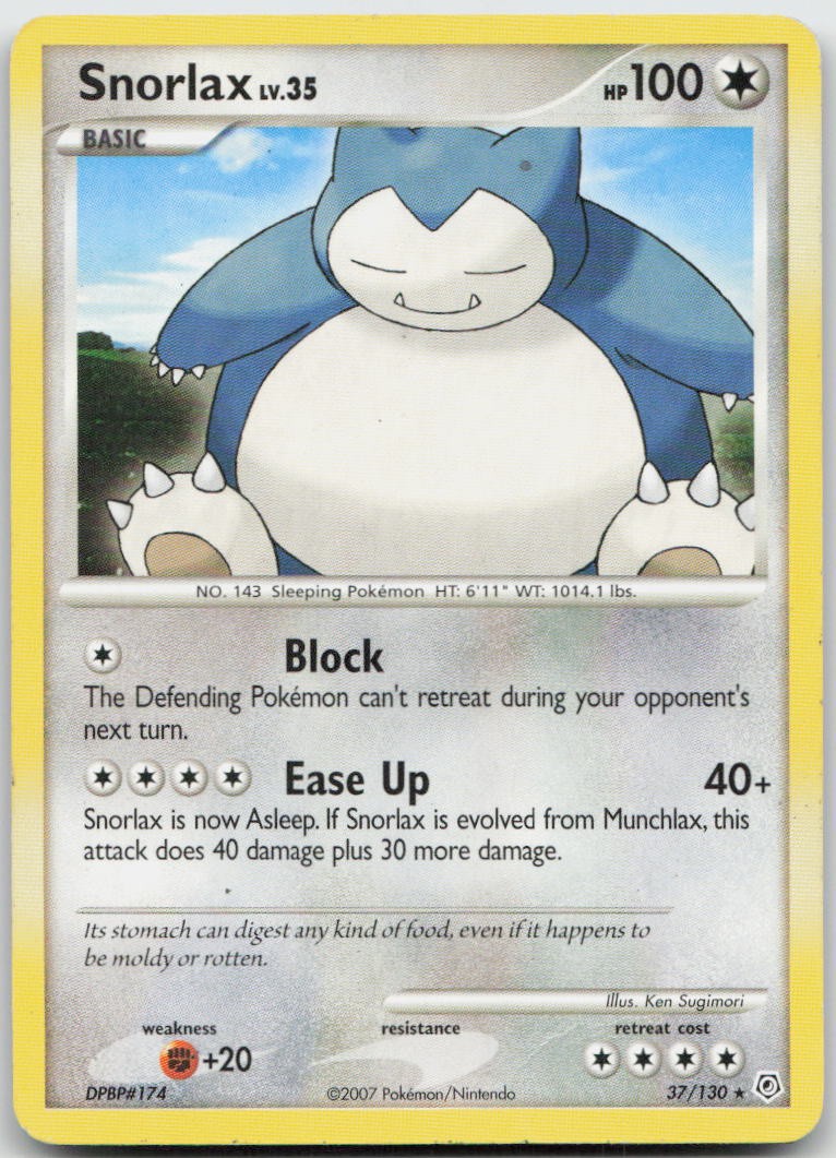 Snorlax 37/130 Rare Diamond & Pearl Pokemon TCG LP