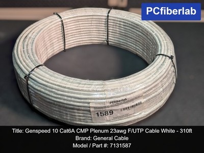 General Cable GenSPEED  10 F/UTP, Cat 6A, 4/23 AWG Plenum, Blue - 310Ft