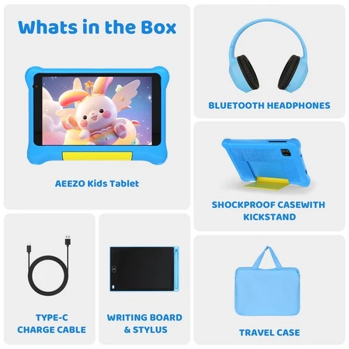 AEEZO Kids Tablet 10 inch Android 13 Tablets 6+64GB with Shockproof Blue & Pink - Picture 22 of 24