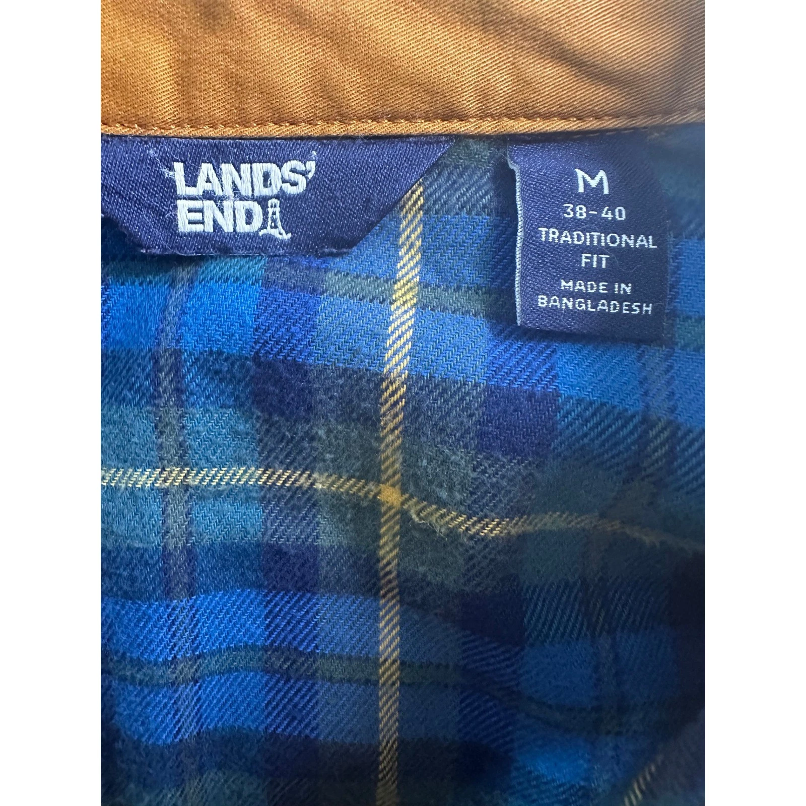 Lands End Shirt Jacket Mens M Brown Flannel Blacket Lined Canvas Shacket - product detail image 5
