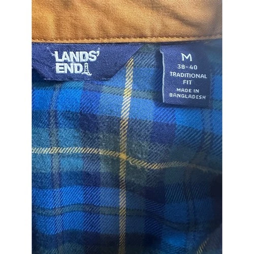 Lands End Shirt Jacket Mens M Brown Flannel Blacket Lined Canvas Shacket image 5