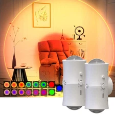 2x RGB Wall Sconce Light Body Motion Sensor Home LED Night Light Stairs Doorway