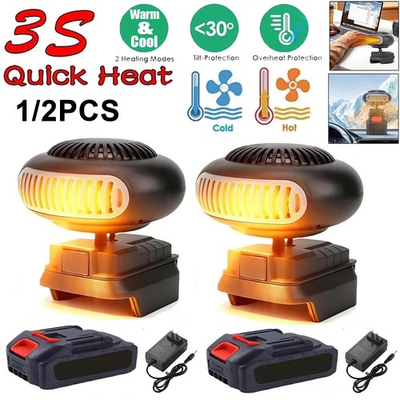 #ad Cordless Space Heater Battery Powered Portable Car Heater Fan Battery amp;Charger $31.98