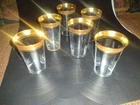 Vintage Gold Rimmed Depression Glass Juice Glasses - Set Of 6 From 1920 1930 EUC