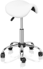 Saddle Stool Rolling Chair Stylist Cutting Stool Height Adjustable Lift w/Wheels