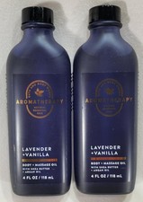 Bath Body Works Aromatherapy LAVENDER VANILLA Body and Massage Oil 4 oz x2