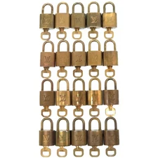 AUTHENTIC LOUIS VUITTON 20-piece set Cadena Padlock Gold Metal K006