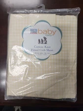NEW Martha Stewart Baby Fitted Crib Sheet ~ Light Yellow Gingham  ~ Cotton