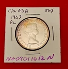 1963 Canada 50 Cent - Proof Like - .3 Ounce Silver - Slight Toning