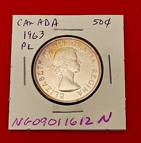 1963 Canada 50 Cent - Proof Like - .3 Ounce Silver - Slight Toning