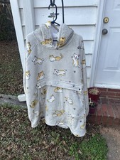 Cat One Size Wearable Blanket Hoodie Adult Oversized Sherpa Sweatshirt for Women