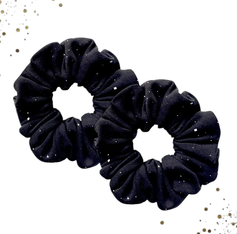 Black Sparkle Hair Scrunchies 2-Pack - Image 2 of 4