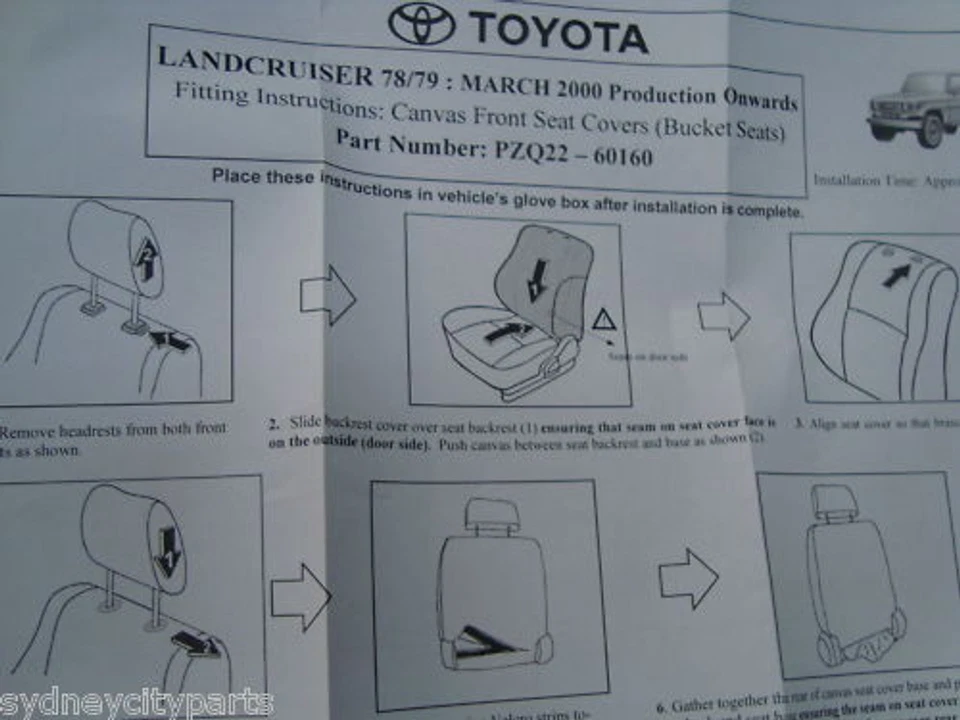 TOYOTA LANDCRUISER SEAT COVERS FRONT CANVAS 70 SERIES 2001-2012 NEW GENUINE - image 3 of 4
