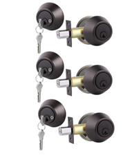 3 Keyed Alike Double Cylinder Deadbolts, Exterior/Interior Door Deadbolt Locks