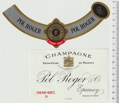 POL ROGER Champagne Epernay Champagne demi sec 70s + label collar