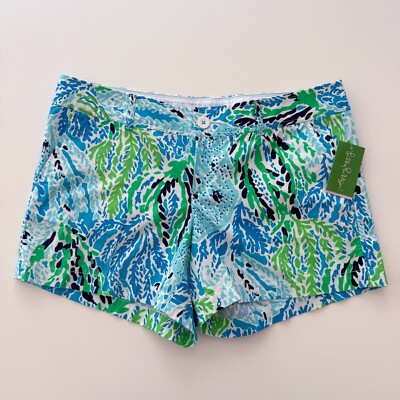 NEW Lilly Pulitzer Callahan Shorts Women s 14 Spa Blue Let's Cha Cha