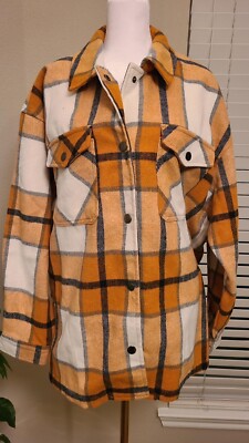 HFX Ladies' Shirt Jacket Flannel Snap Button Collared, NWT, Size L