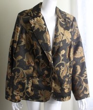 Dressbarn Elegant Sz 2x 1x Soft Black Coppered Floral Asian Inspired Jacket