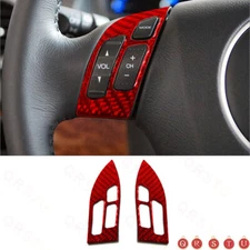 For Honda Accord Sedan 2003-07 Red Carbon Fiber Steering Wheel Button Cover Trim