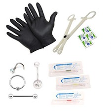 Piercing Kit for Belly Tongue Ear Eyebrow Nipple Lip Nose and Body 13 Pieces