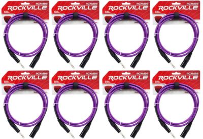 8 Rockville RCXMB6-P Purple 6' Male REAN XLR to 1/4'' TRS Balanced Cables