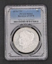 1878 (7 Tail Feathers, Reverse of 1878) Morgan Dollar | PCGS MS64