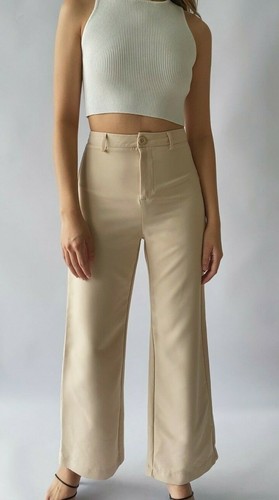 Women Neutral High waisted Pants / Beige Faye Pants BRAND NEW - Picture 2 of 5