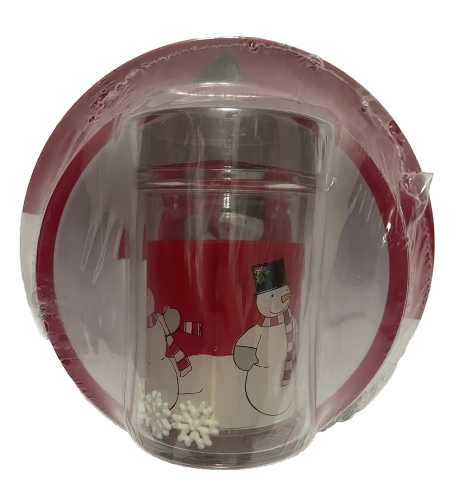 St Nicholas Square Children’s Holiday Plate Bowl Floater Cup Snowman 3 pc Set - Image 2 of 4