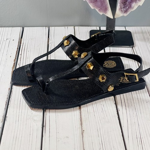 Vince Camuto Dailette Gold Studded Black Leather Sandals | Size 8.5 | NWOB  | eBay