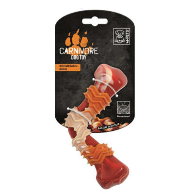 Rosewood - CARNIVORE Dog Toy Boomerang Bone - Bacon - Red