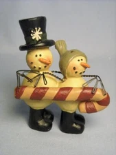 Blossom Bucket SUZI Skoglund Snowman Couple With Candy Cane Figurine - Retired