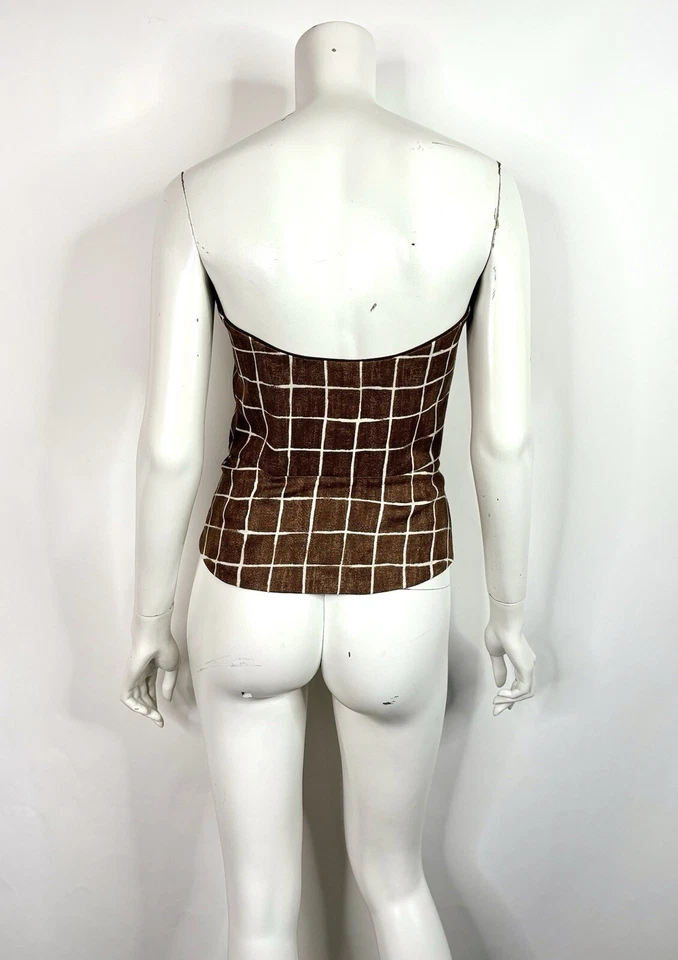 Vtg Valentino Boutique Brown Linen Corset Top US8 - Изображение 3 из 4